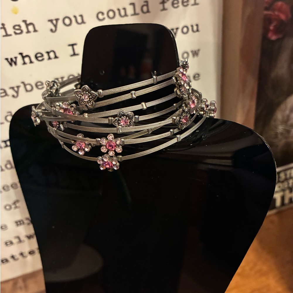 Elegant Pink Floral Women's Bracelets- 8 count